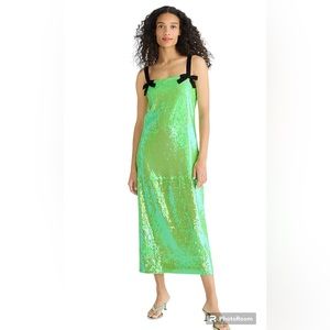 J Crew Bow Sequin Slip Dress